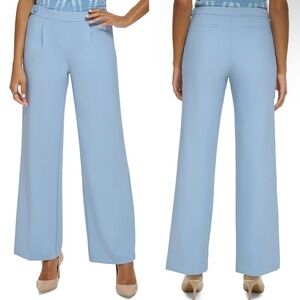 Calvin Klein Wide Leg Pants 12 light blue trousers pastel high rise‎ work office